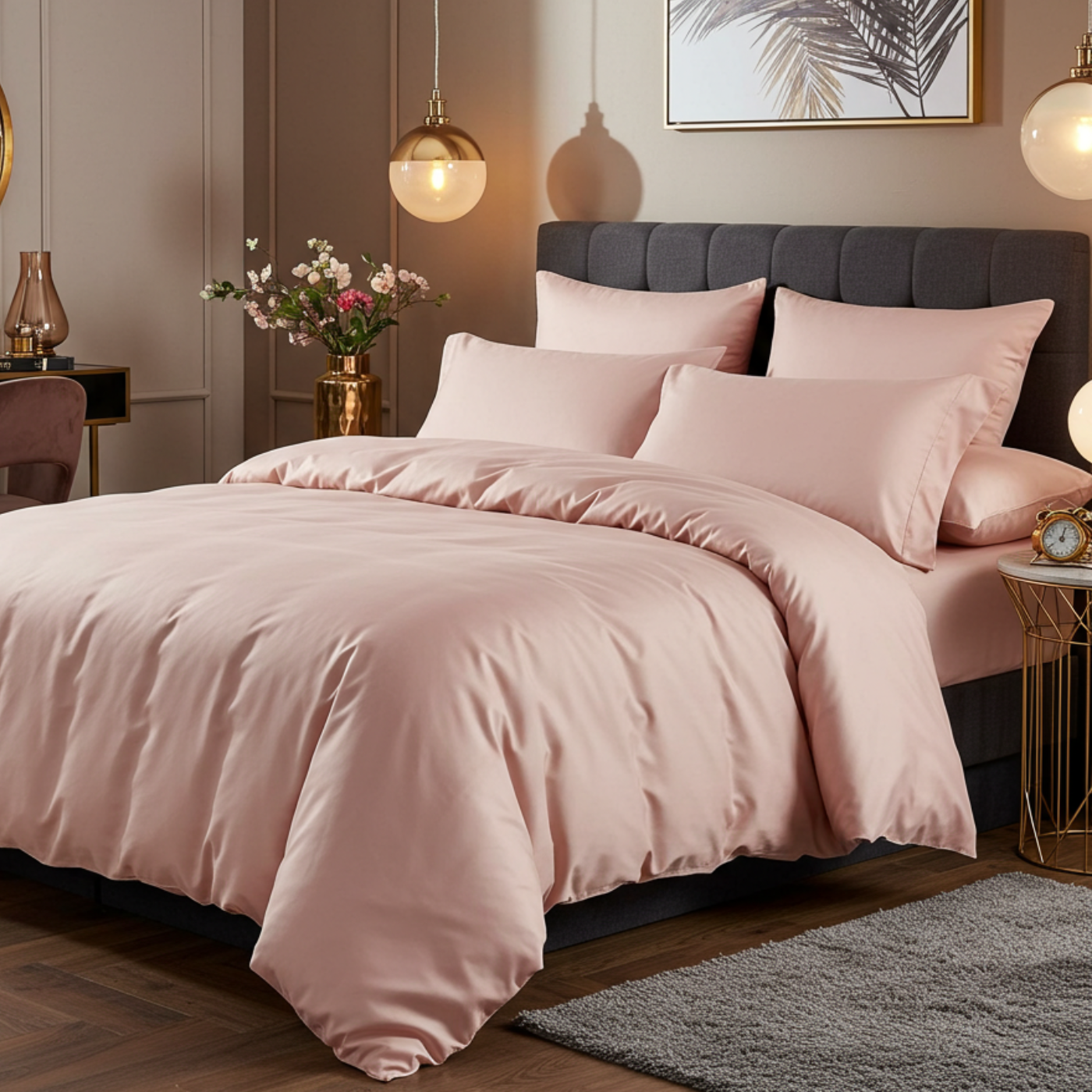 Charm bómullar satín rúmföt