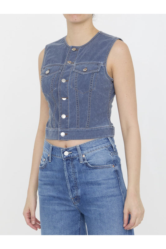 Vest in denim trompe-l'oeil