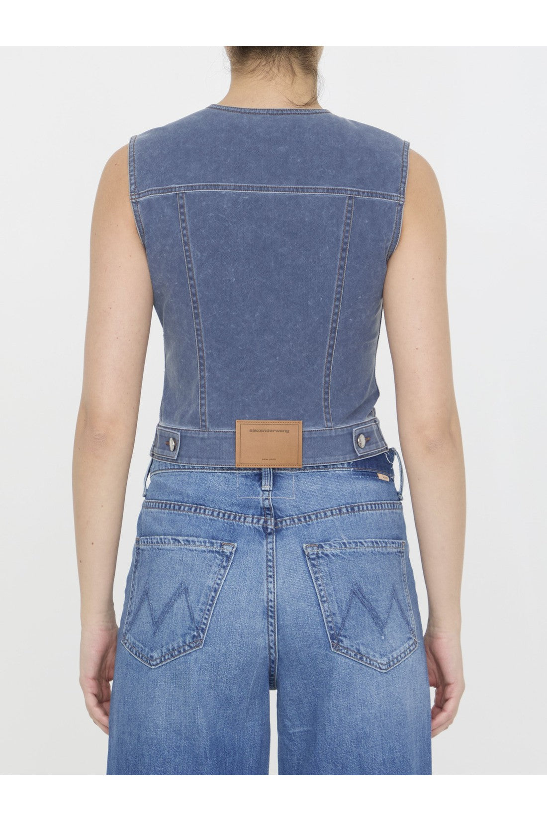 Vest in denim trompe-l'oeil