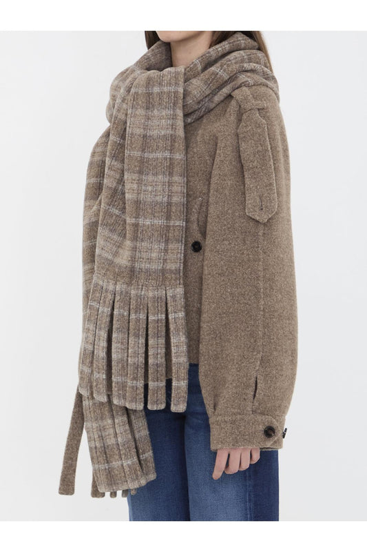 Wool-blend jacket with scarf