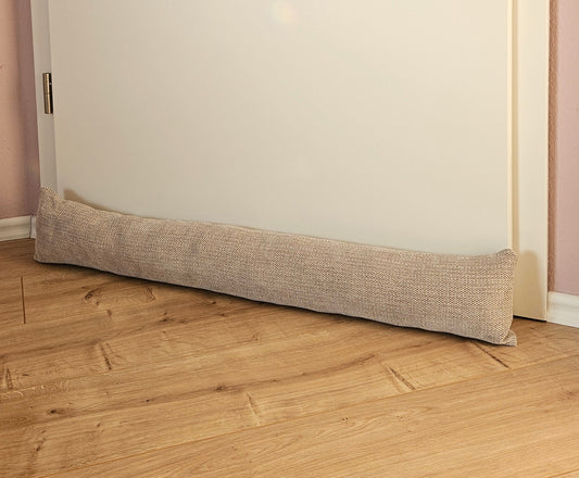 Zugluftstopper Türdichtung Türwindstopper Türen und Fenster Stoff grau creme beige 90 cm