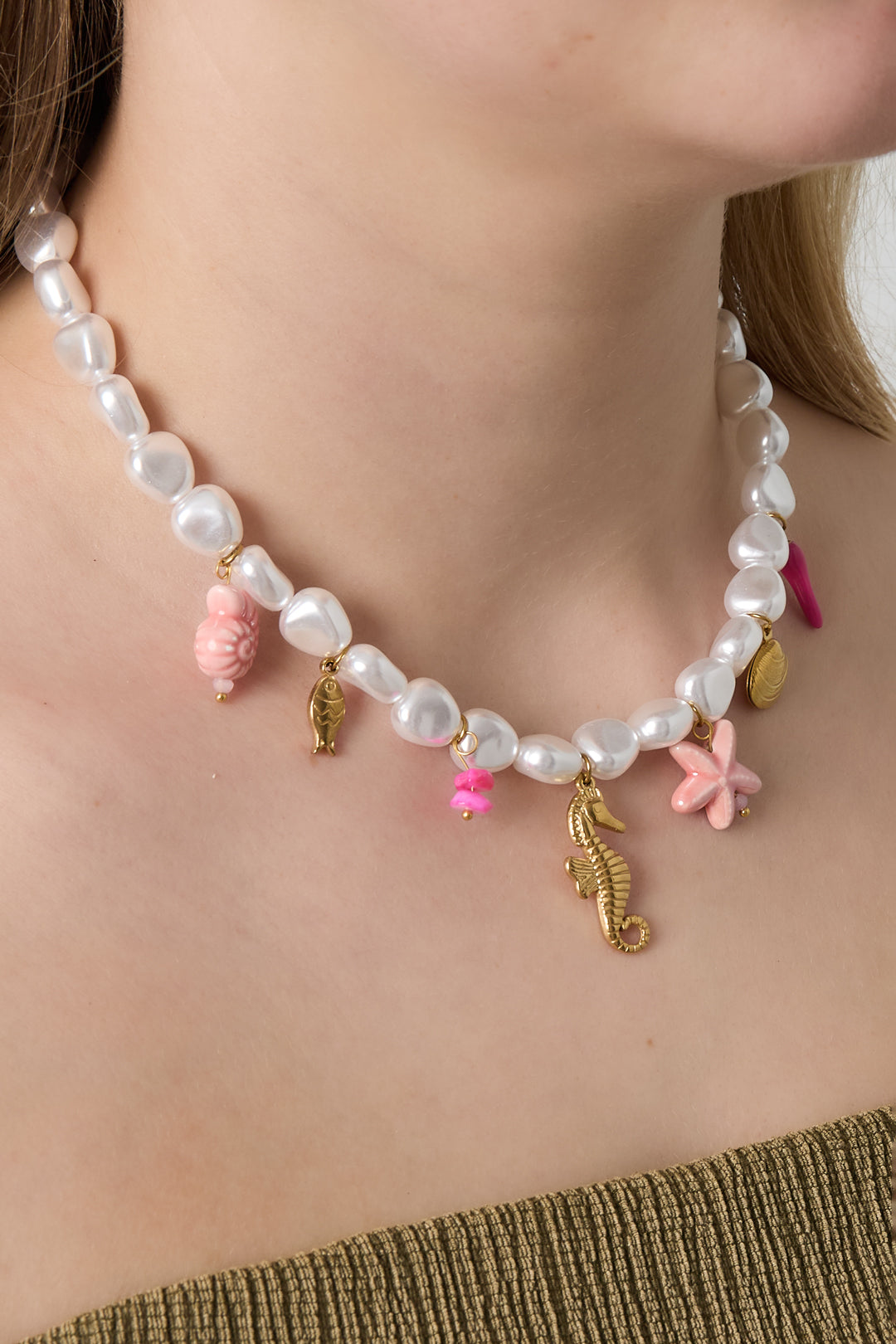 Halsketten mit Kunstperlen, Schildkröte, lässig, Urlaub/Strand, einfache Serie, Damenschmuck