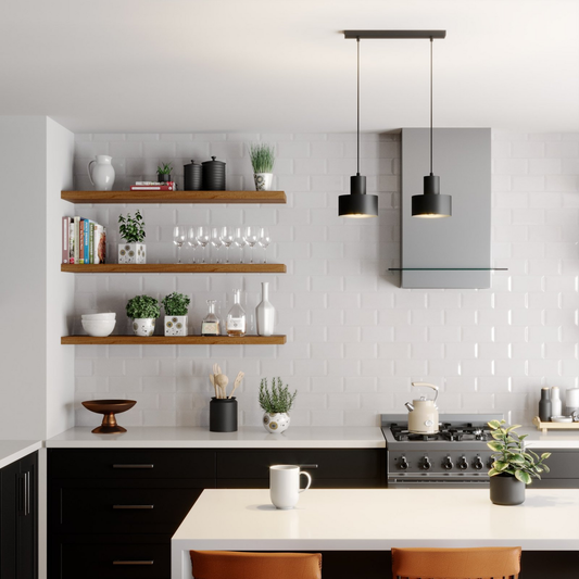 B-grade Euluna pendant light, hanging lamp, linear, two-light, black, steel, 670