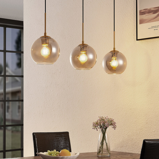 B-grade Lindby Hiwana pendant light, ceiling lamp, hanging lamp, light fixture, E27, Rauchg413