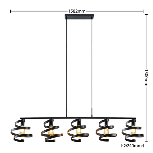 B-stock Lindby Colten hanging light hanging light lamp light 5 bulbs light black