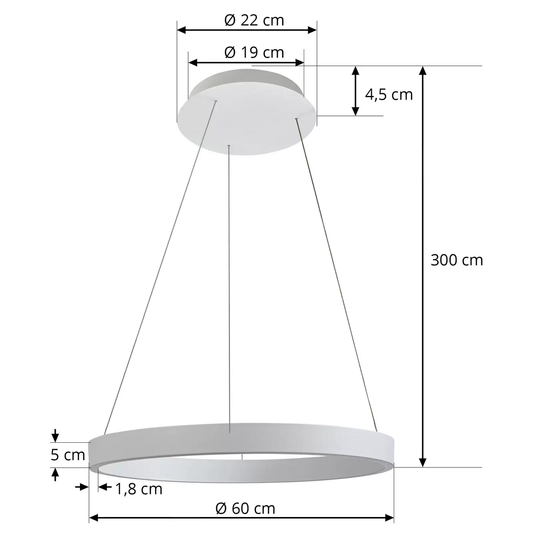 B-lager Arcchio Answin LED hengiljós 52,8 W hvít hengilampi lampa spot Li324