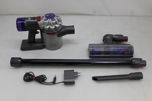 B-grade Dyson V8 cordless handheld vacuum cleaner, silver nickel, defective.