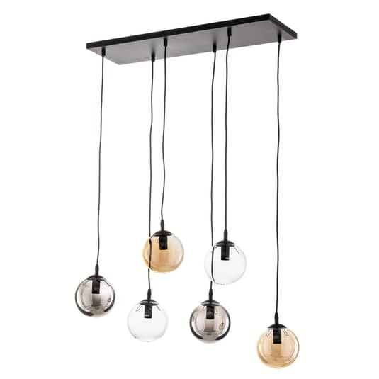 B-Ware Euluna Hängeleuchte Glassy 6 Flg Grafit Amber Klar Pendelleuchte Deckenlampe