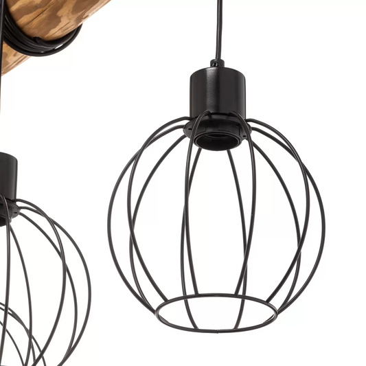 Karou loftljós í B-flokki, 6 ljósa, furuloftlampi, hengilampi, E27