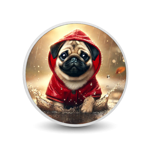 Rainy Day Adventures: Puddle Pug in Red 1oz Coin