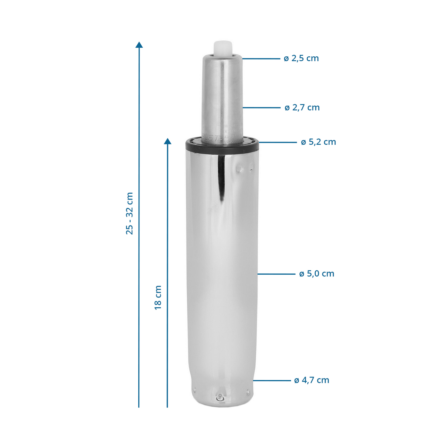 B-grade Hjh Office 1 gas spring, gas pressure spring, size S, chrome, 25-32 cm, automotive accessory, compression spring