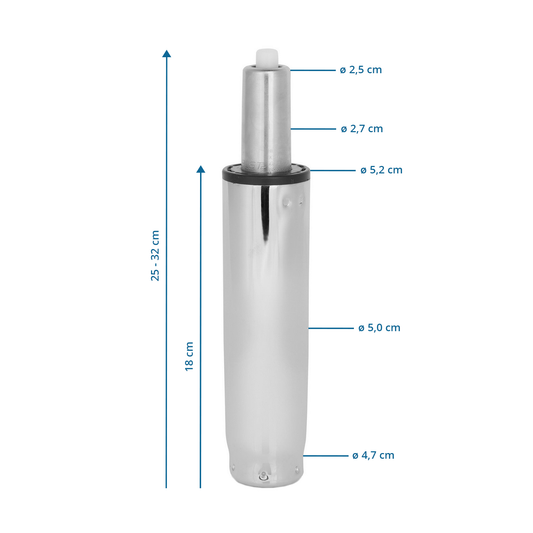 B-flokks Hjh Office 1 gasfjaður, gasþrýstifjaður, stærð S, króm, 25-32 cm, bílaaukabúnaður, þrýstifjaður
