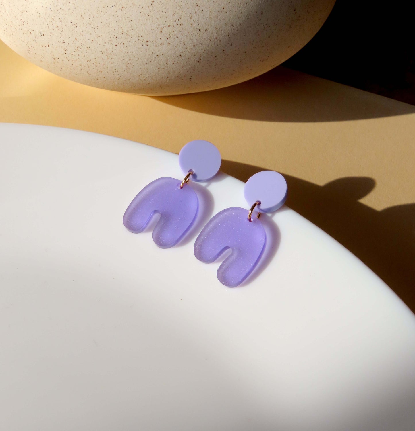 Lilac purple transparent Squishy Arch earrings