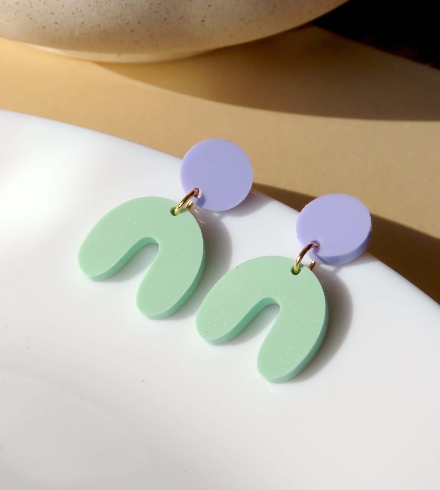 Flieder Hellgrün Arch Bogen Ohrringe