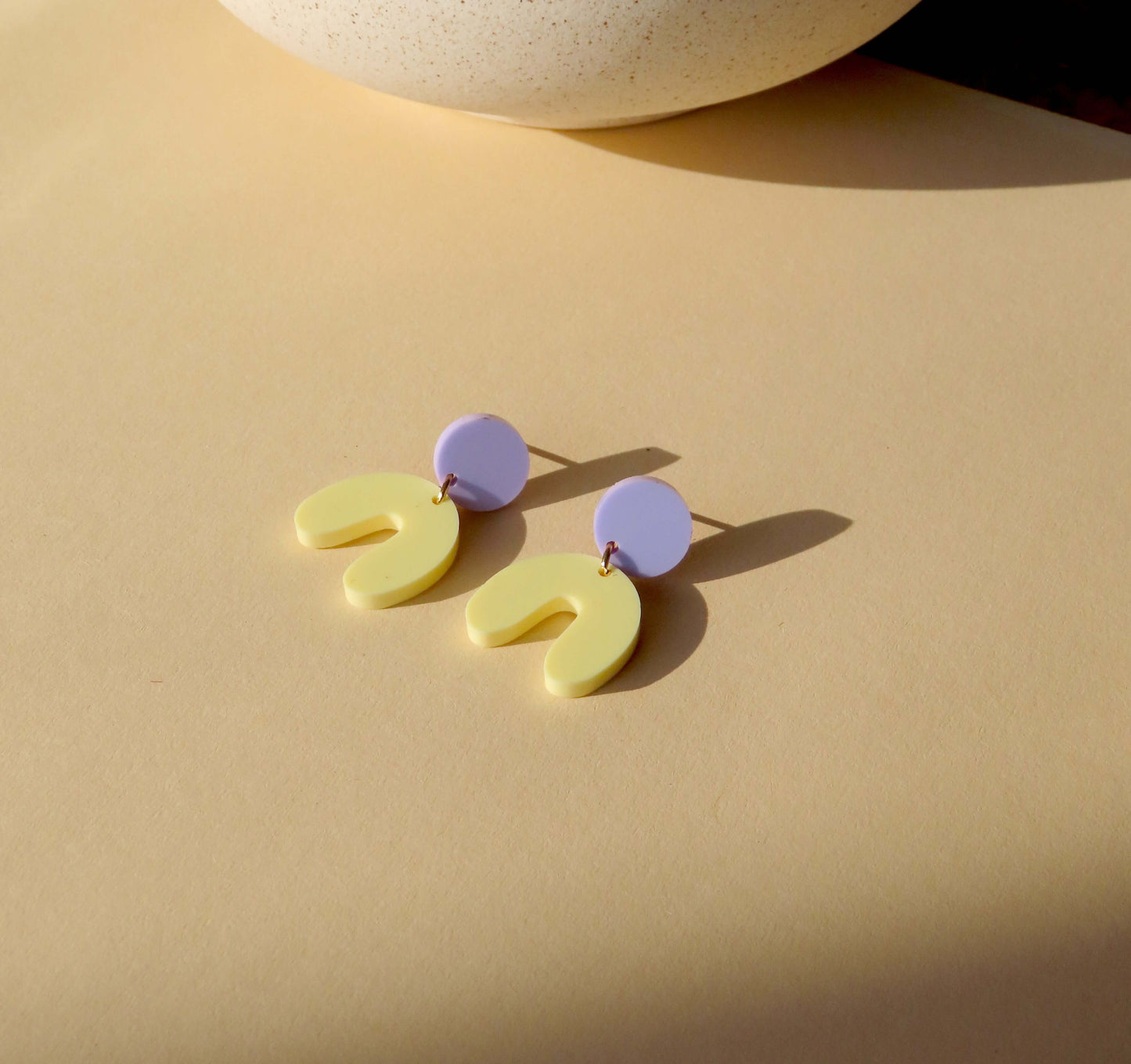 Flieder Hellgelb Arch Bogen Ohrringe
