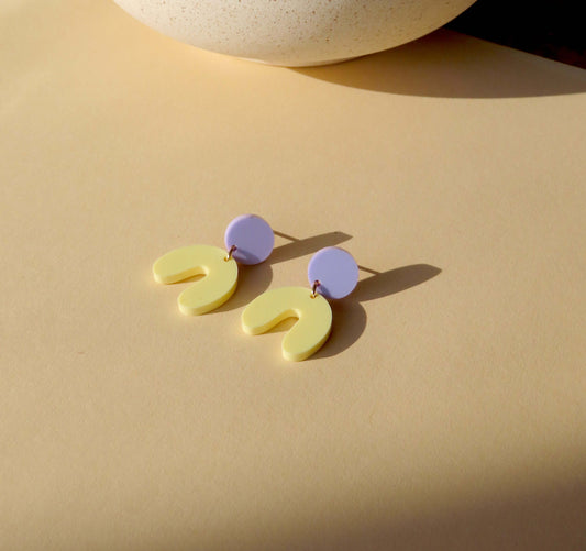 Flieder Hellgelb Arch Bogen Ohrringe