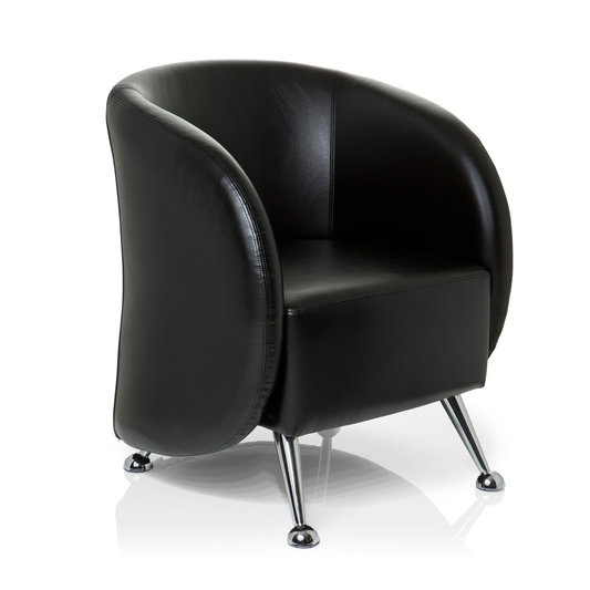 B-grade Hjh Office lounge chair, club chair, armchair, faux leather, black, armrests, base
