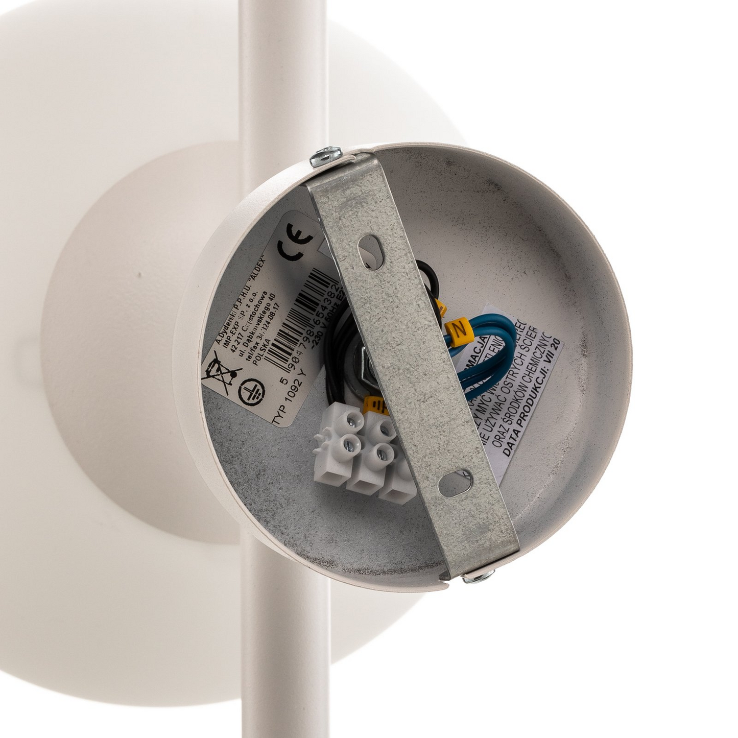 Aldex veggljós í B-flokki, Dione vegglampi, hvítur, málmur, gler, þrír ljósastaurar, E27 E14