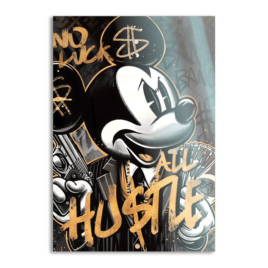All Hustle Mickey - Leinwandbild Pop Art / Motivation