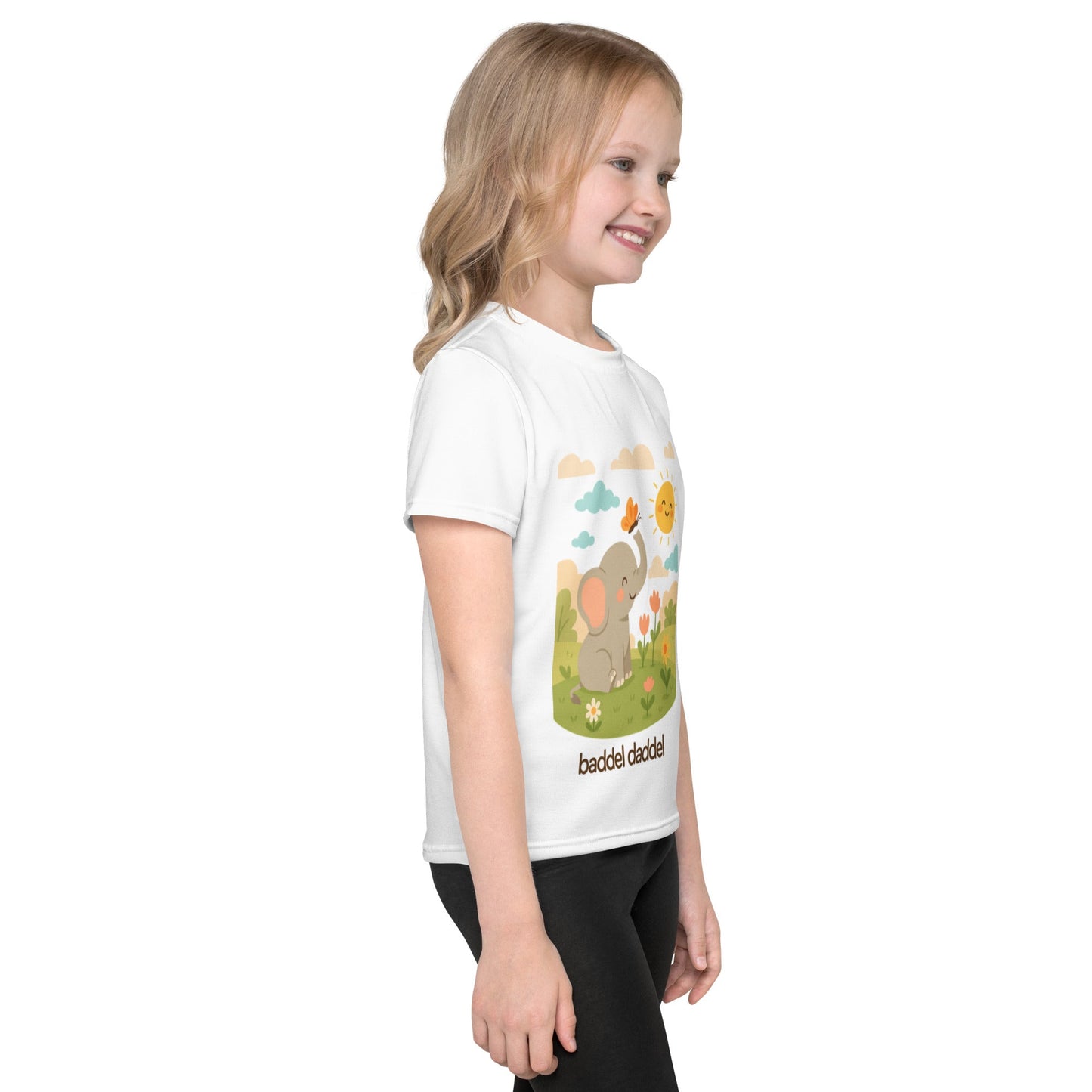 T-Shirt Elefant auf Wiese Weiß – Frühlingsfrisch, bequem & kindgerecht!