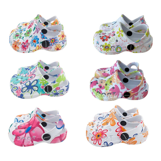 Baby & Kinder Clogs mit Blumenmuster » günstige Kinderschuhe » Kinder Badeschlappen » Schuhe für Babys & Kleinkinder » Badelatschen mit Riemen und Cut-Outs