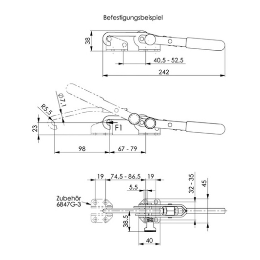 B-flokks Amf læsingarklemma, spennulás, öryggislás, læsingarbúnaður, 23 mm