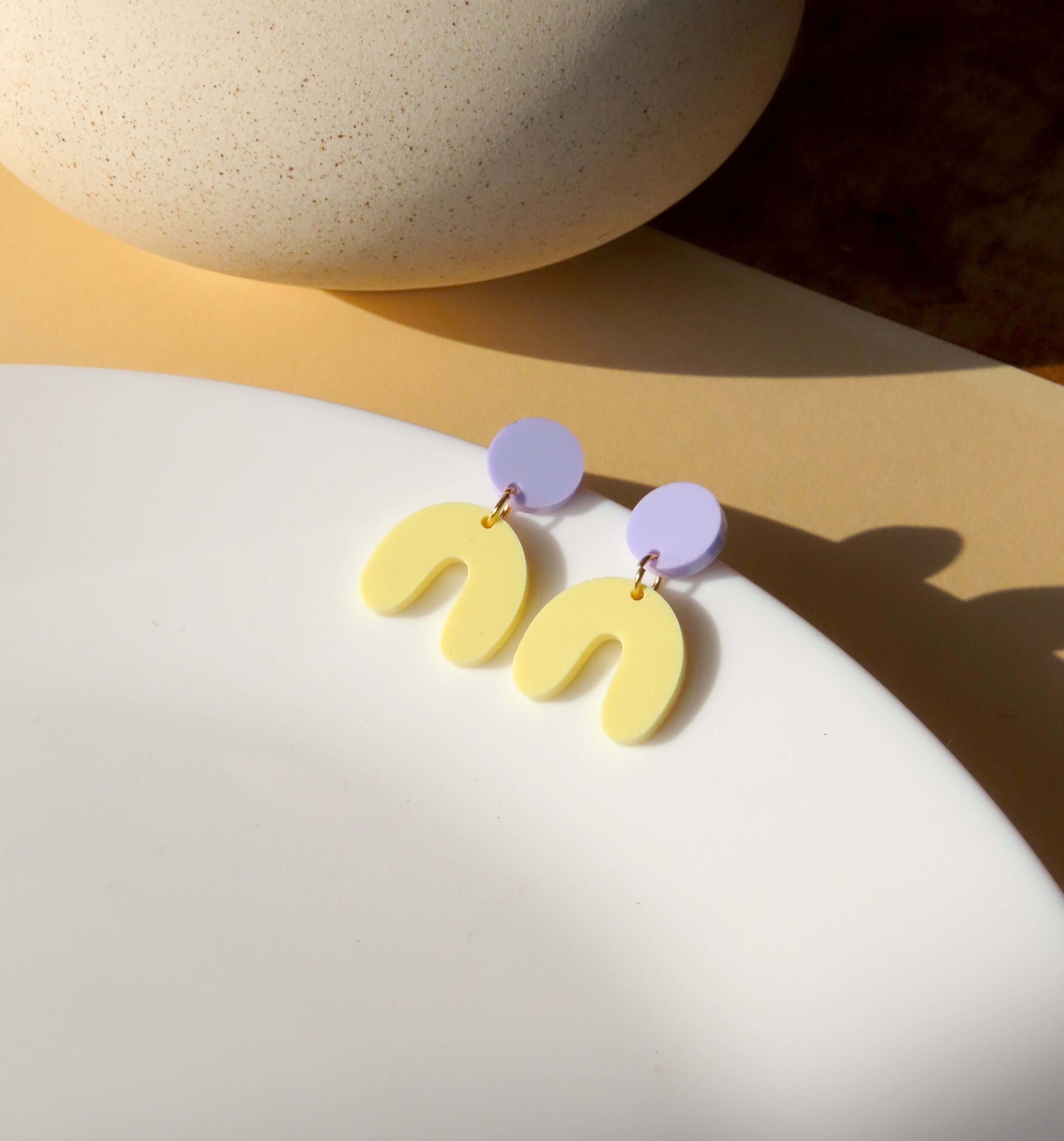 Flieder Hellgelb Arch Bogen Ohrringe