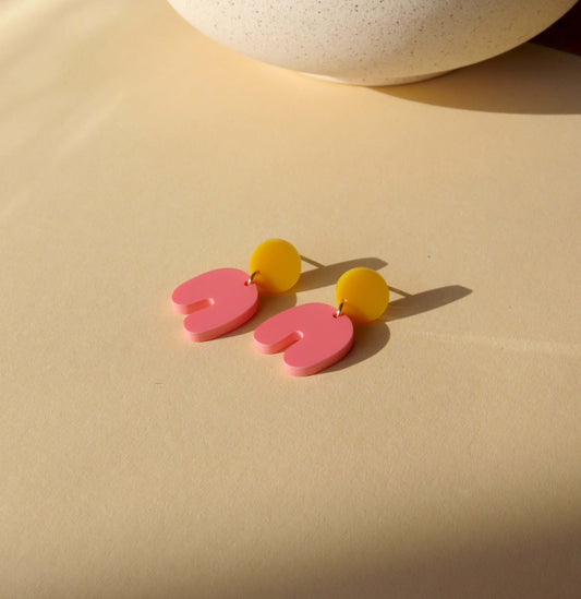 Goldgelb Erdbeer Squishy Arch Bogen Ohrringe