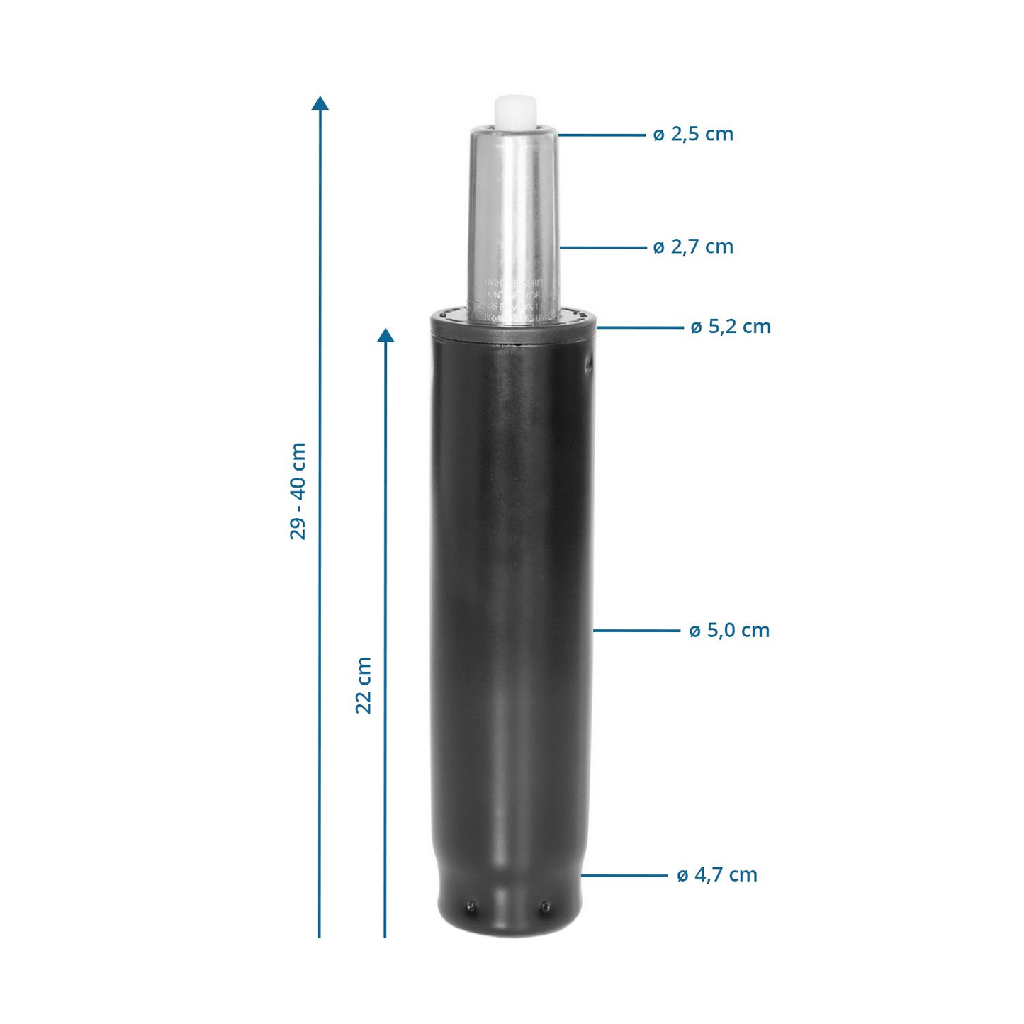 B-flokks Gf L stærð L gasfjaður 29 40 cm Hjh skrifstofustólfjaður snúningsstólfjaður