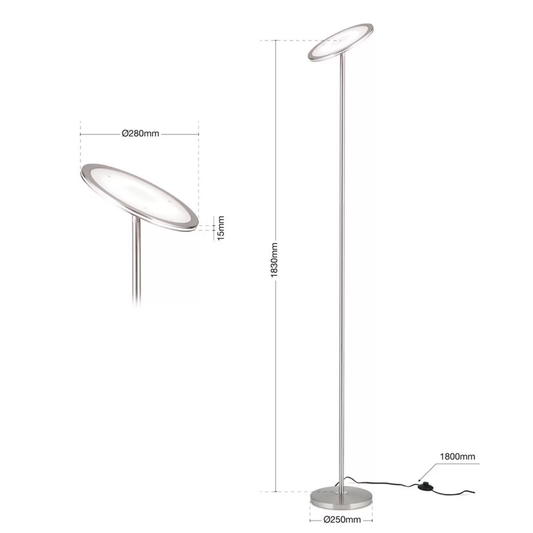 Óskar LED loftljós, dimmanlegt, stillanlegt höfuð, gólflampi, standlampi, ljós 653