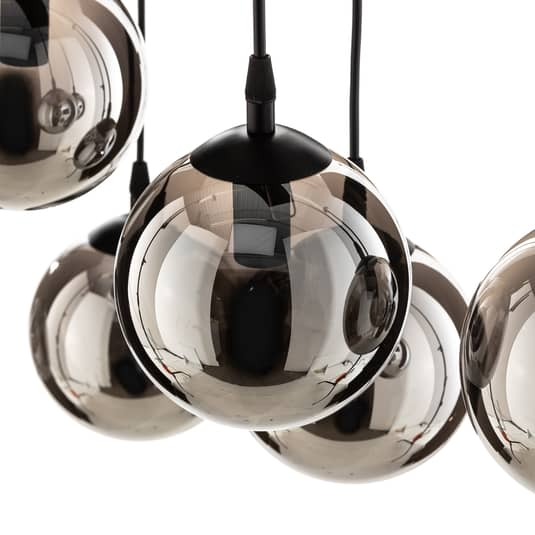 B-grade Euluna pendant light Glassy hanging lamp ceiling lamp 6 lights straight glass graphite