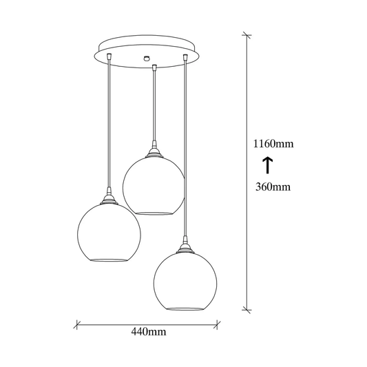 Hengilampi á lager, gulllitaður 021, 3 perur, kringlótt gler, ø20 cm, hengilampi, ljós S646