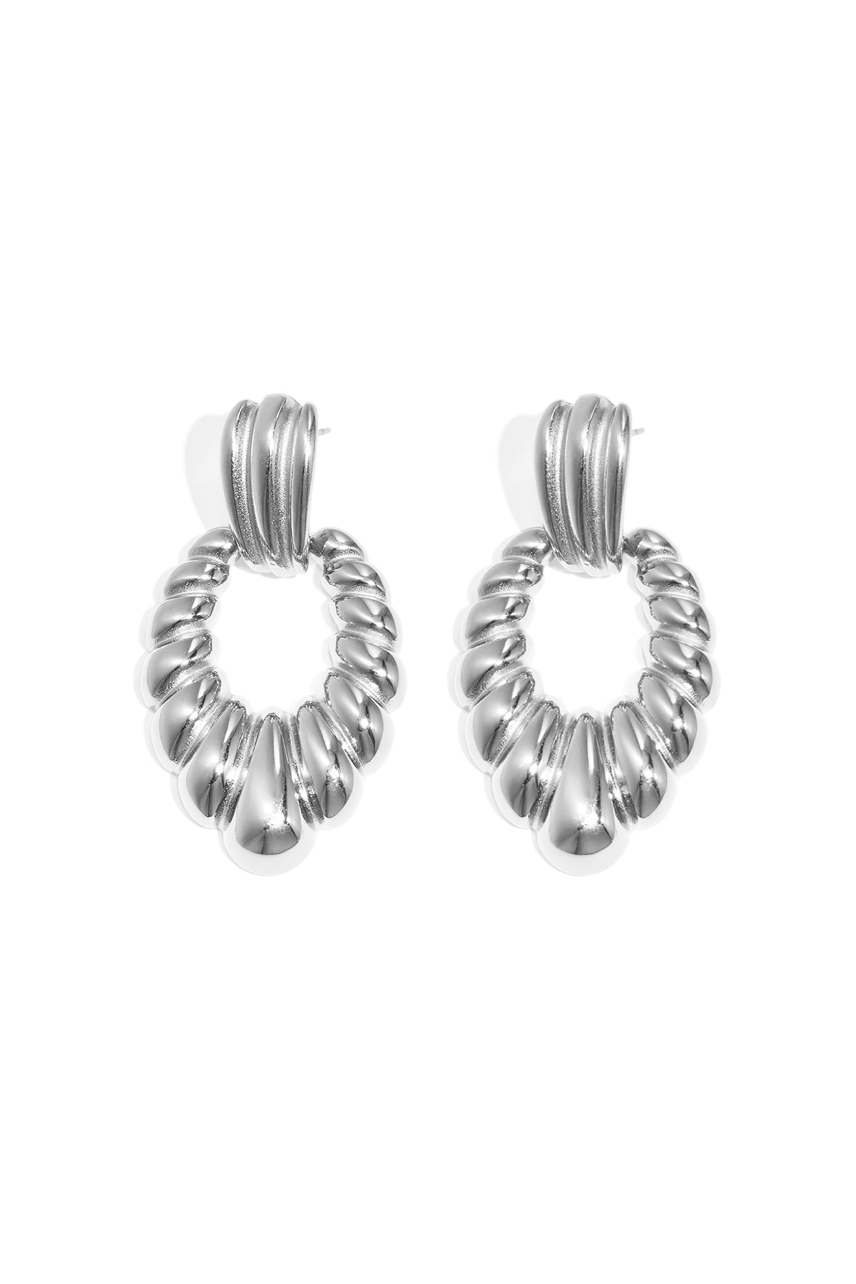 Ohrhänger aus Edelstahl, unregelmäßige Form, lässig-schlichte Serie, Damenschmuck