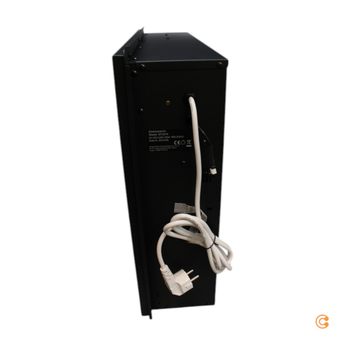 Rafmagnskaminn frá Balderia, B-flokks, frístandandi, Finn hitari, 2000 W, 3D logaáhrif. Sjá texta.