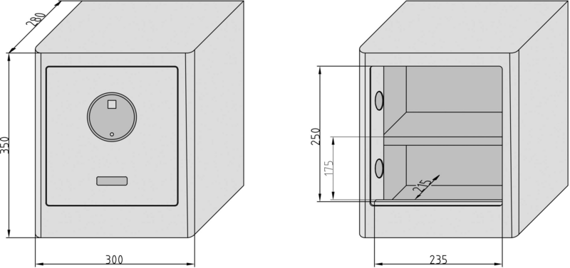 B-flokks Basi húsgagnaöryggisskápur Öryggisskápur My Safe Premium 350 grár fingrafarasamsetningaröryggisskápur
