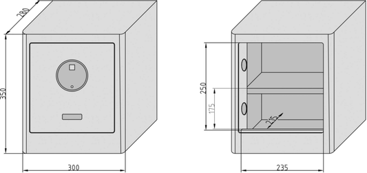 B-flokks Basi húsgagnaöryggisskápur Öryggisskápur My Safe Premium 350 grár fingrafarasamsetningaröryggisskápur