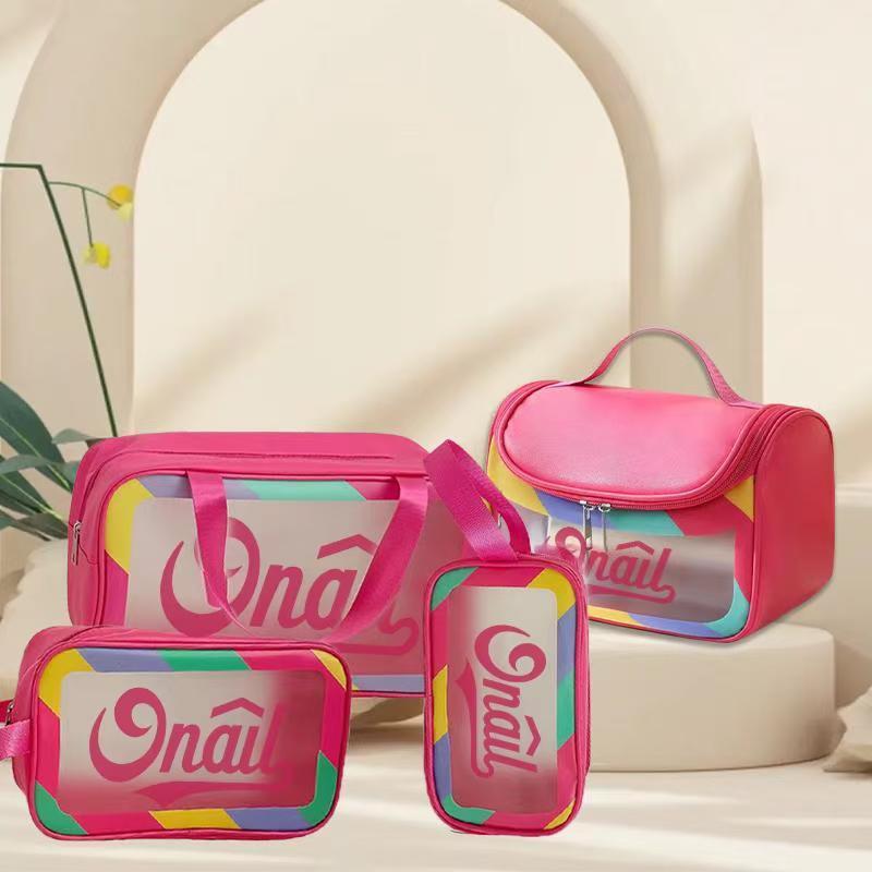 Upgraded Black Simple Bathroom Essential Toiletry Bag Four-piece Set