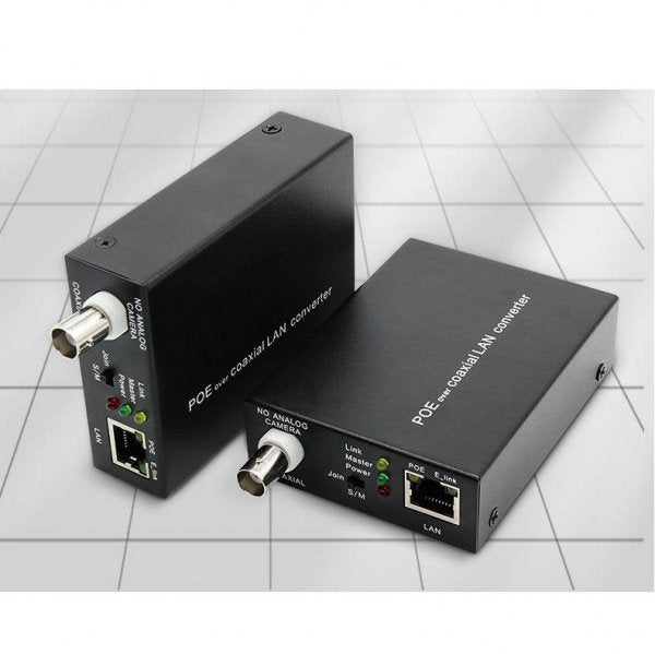 SYSTEM-S 75 Ohm IP útvíkkarasett LAN RJ45 til BNC koax snúra í svörtu