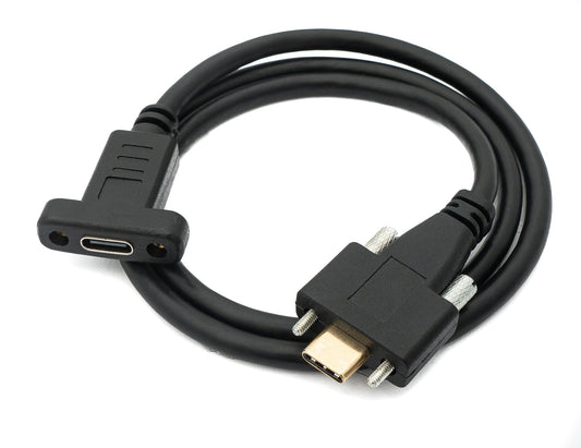 SYSTEM-S USB 3.1 Gen 2 cable 60 cm Type C male to female screw in black