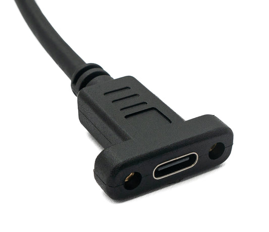 SYSTEM-S USB 3.1 snúra 60 cm Type C karlkyns í kvenkyns skrúfuhornssnúra í svörtu