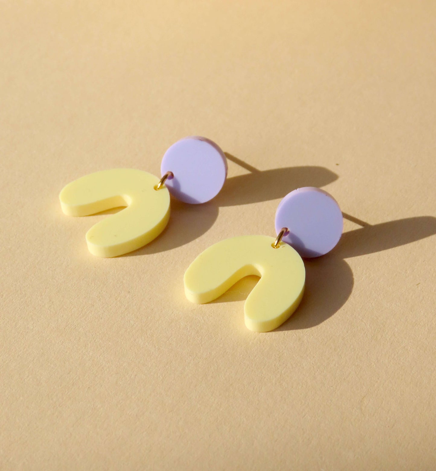 Flieder Hellgelb Arch Bogen Ohrringe