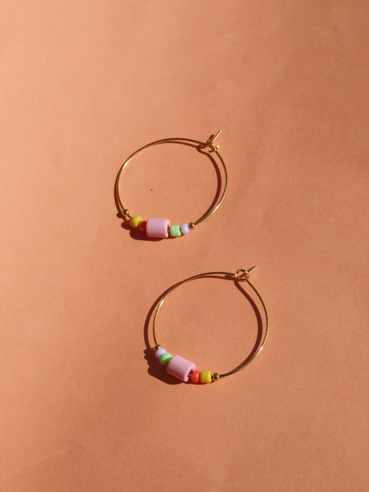Funky Hoops aus Edelstahl mit bunten Perlen Mix 4