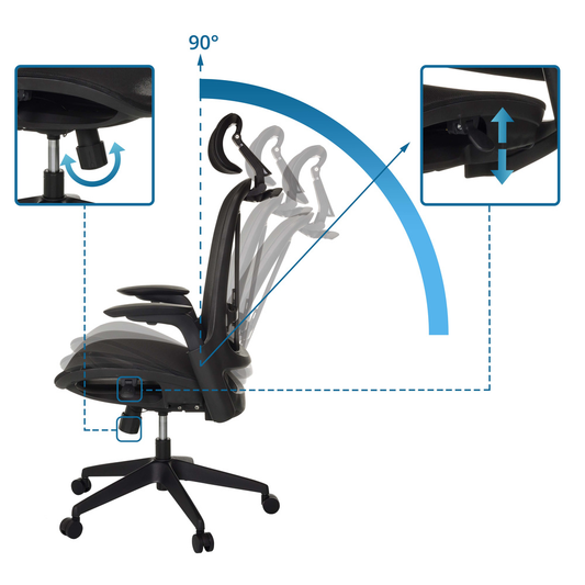 Skrifstofustóll frá Hjh Office í B-flokki, snúningsstóll Arceo M skrifborðsstóll, svartur. Sjá texta/mynd.