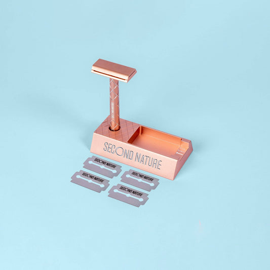 Raksett - öryggisrakvél með standi og blöðum -