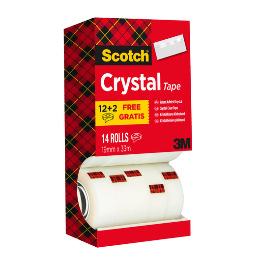 Scotch® Crystal Klebeband, Vorteilspack, 19 mm x 33 m, 14 Rollen | Packung (1 Stück)