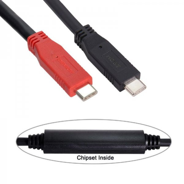 SYSTEM-S USB 3.1 einhliða snúra 8 m Tegund C karlkyns í karlkyns endurtekning í svörtu