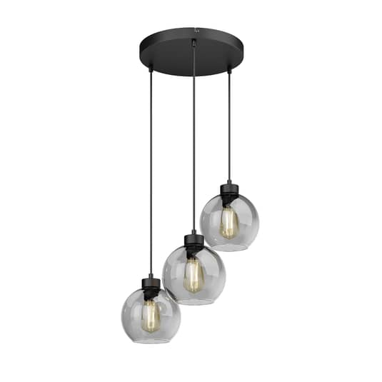 B-grade Euluna Cubus pendant light, ceiling lamp, three-light pendant light, E27, graphite
