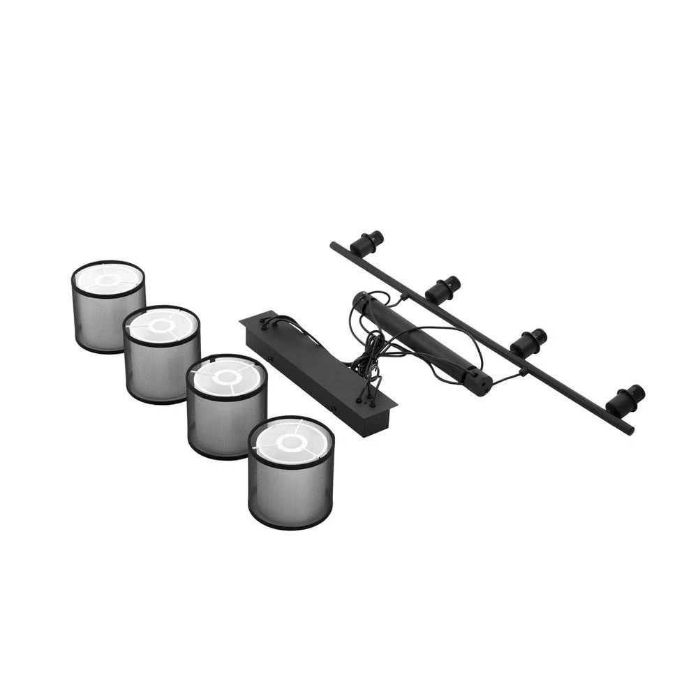 B-grade Lindby Chizoma pendant lamp, hanging light, ceiling lamp, E27, 4 lights, fabric shades