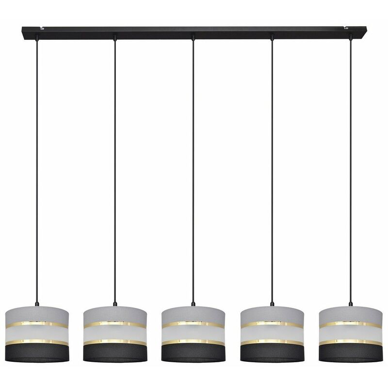 B-stock Helam Lighting hanging lamp Helen hanging light E27 gray black gold bars 5 bulbs.