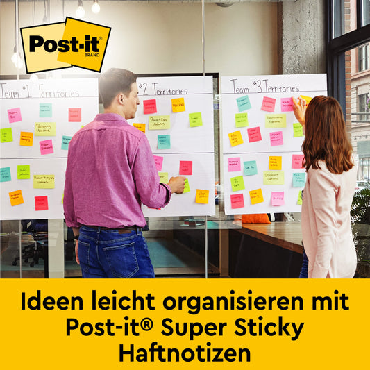 Post-it® Super Sticky selbsthaftendes Meeting Chart/Flipchart 559P, Weiß, 63,5 cm x 76,2 cm, Promotion + Post-it® Super Sticky Meeting Notes, Verschiedene Neonfarben, 2 Blöcke + 4 Gratis/Packung, 100% PEFC, SGSCH-PEFC-COC-110078 | Packung (1 Set)